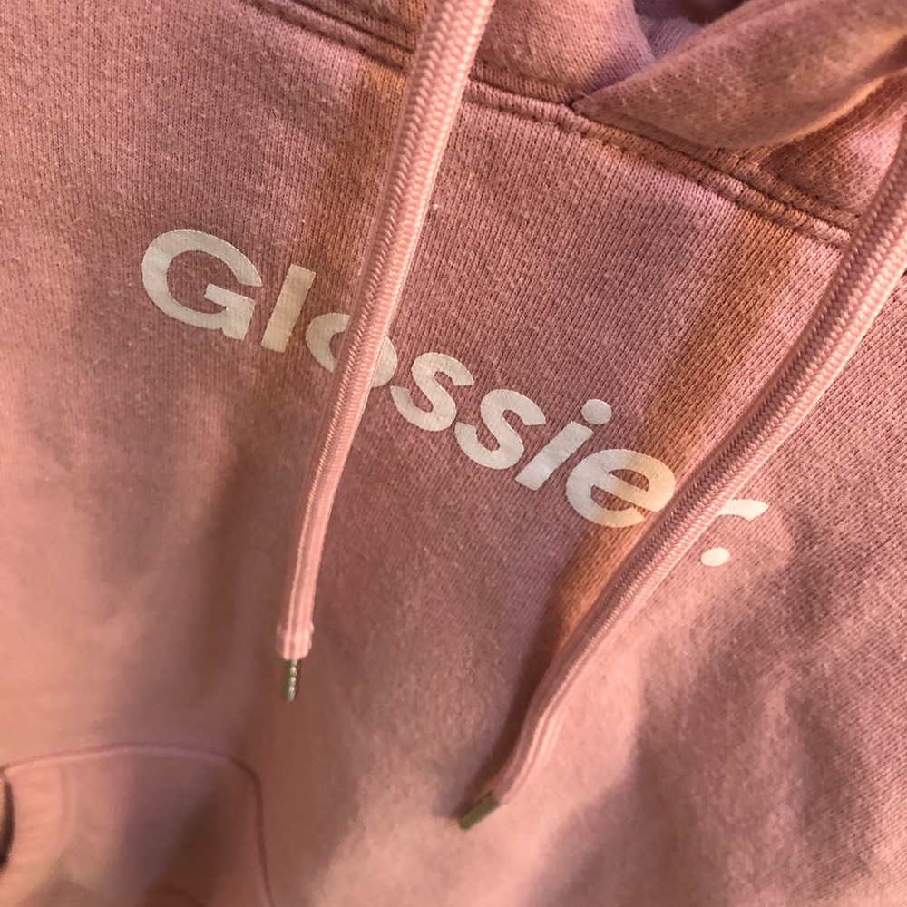 Glossier pink hoodie